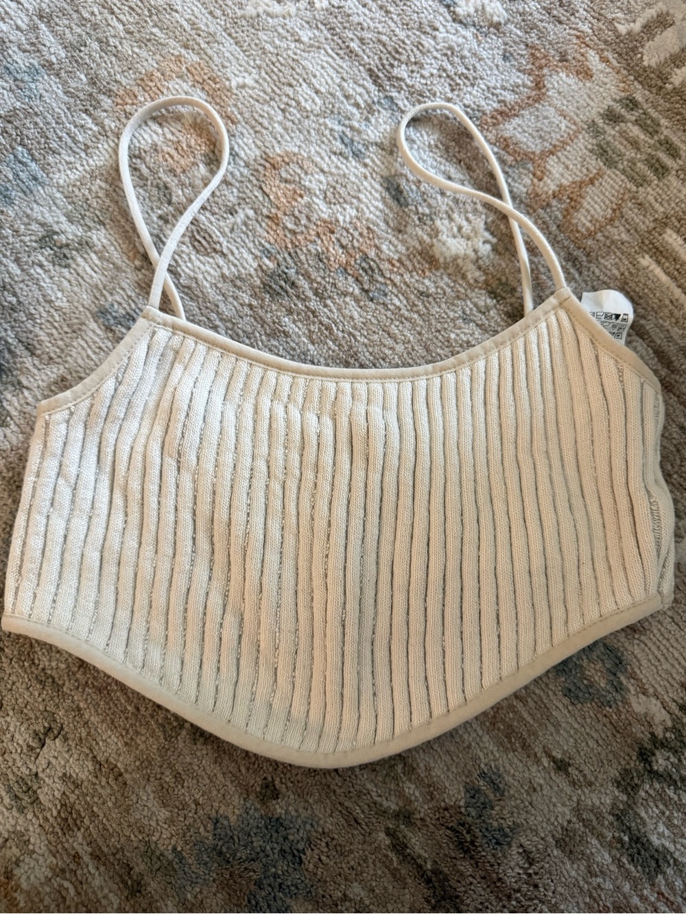 ZARA Cream Ribbed Cropped Top